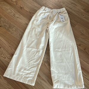 New ZARA wide leg cotton drawstring pants medium